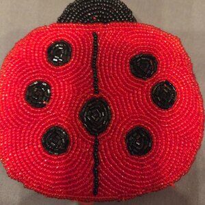 Vintage Beaded Ladybug Coin Purse